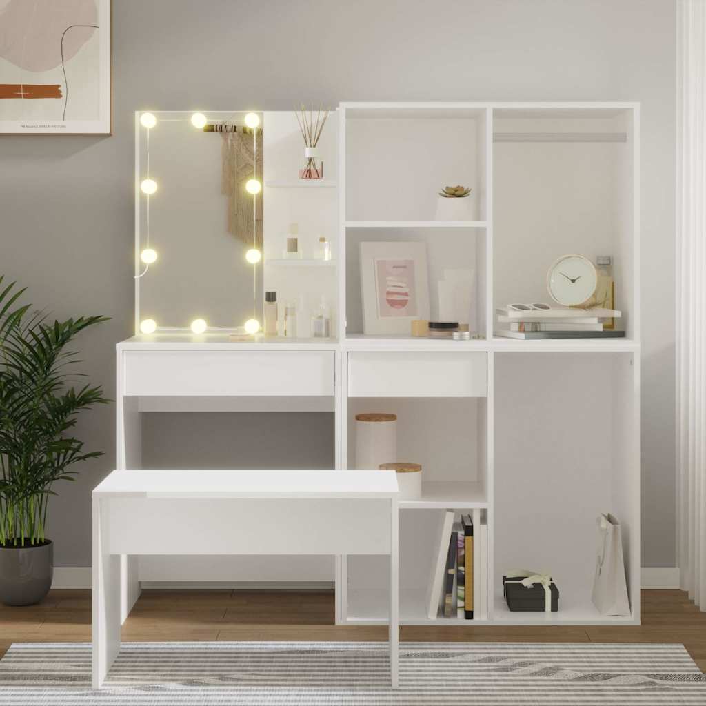 Set stola za oblačenje s LED 4 pcs Konstruirano drvo