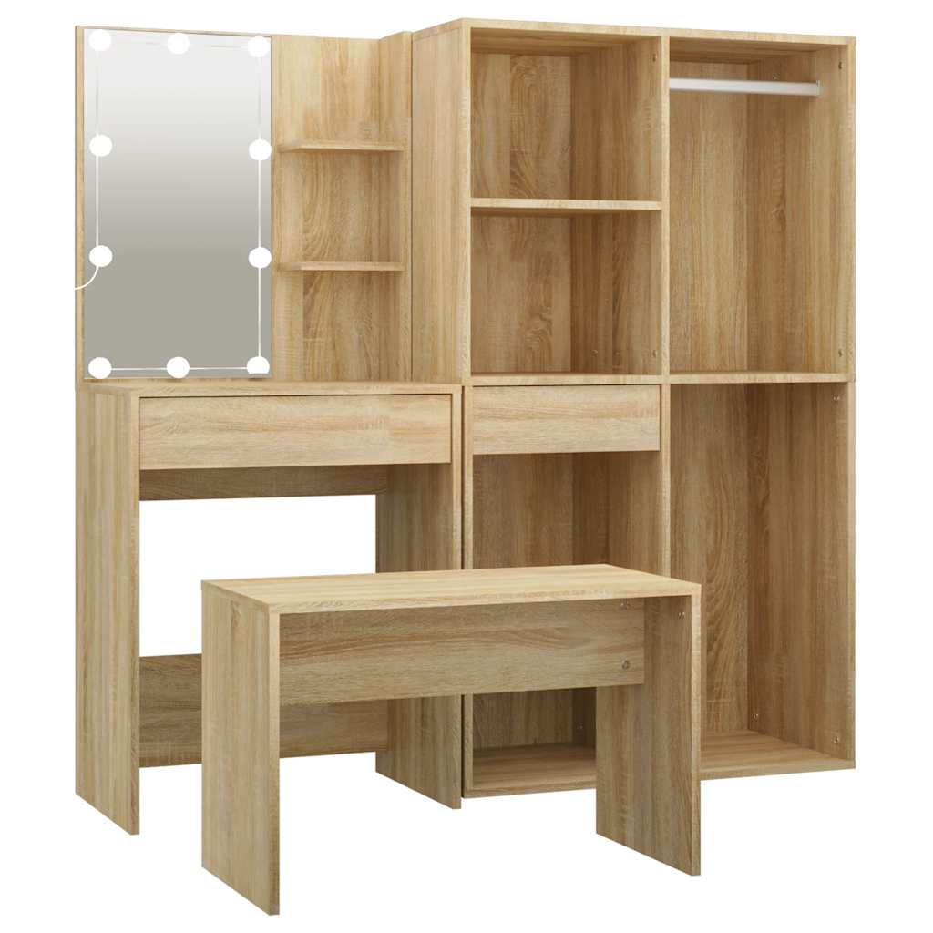 Set toaletnog stolića boja hrasta sonome LED konstruirano drvo