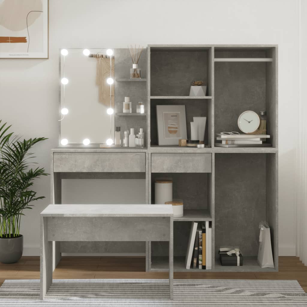 Set stola za oblačenje s LED 4 pcs Konstruirano drvo