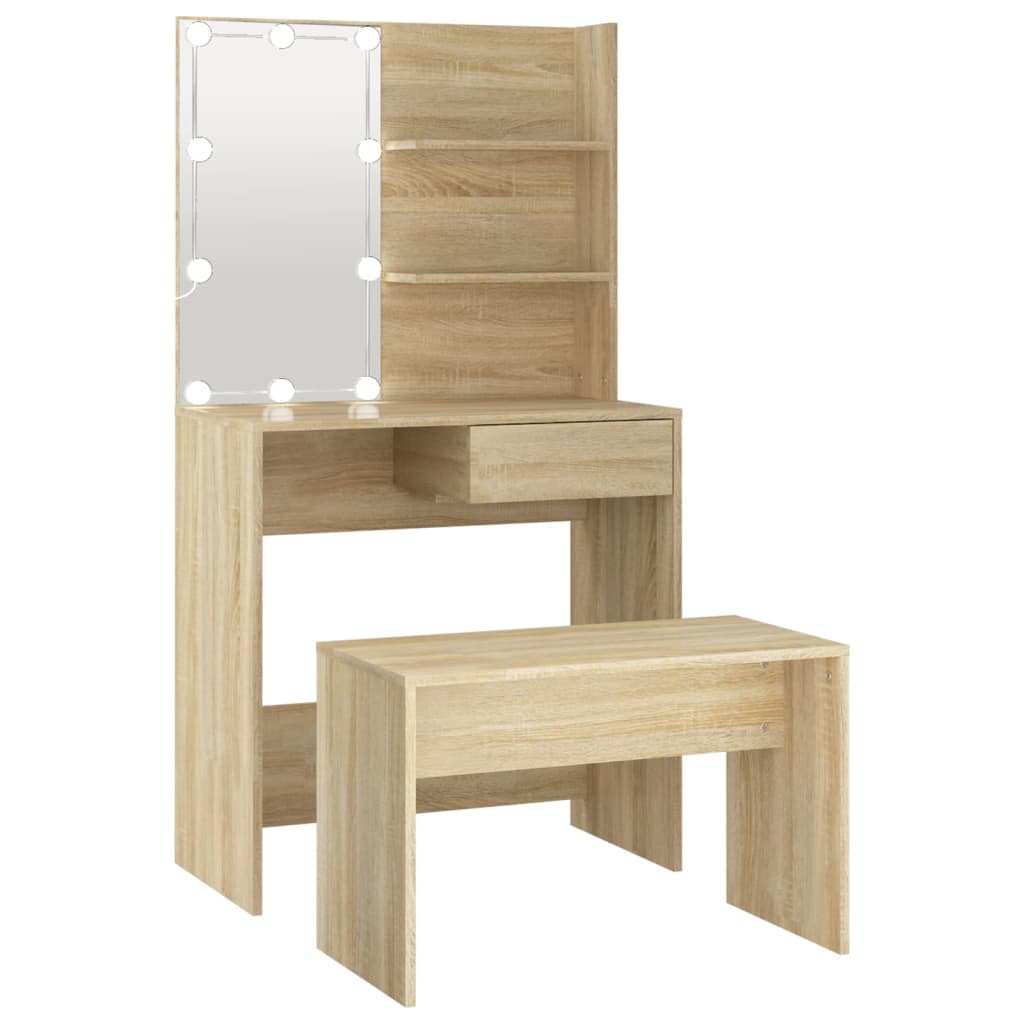 Set toaletnog stolića boja hrasta sonome LED konstruirano drvo