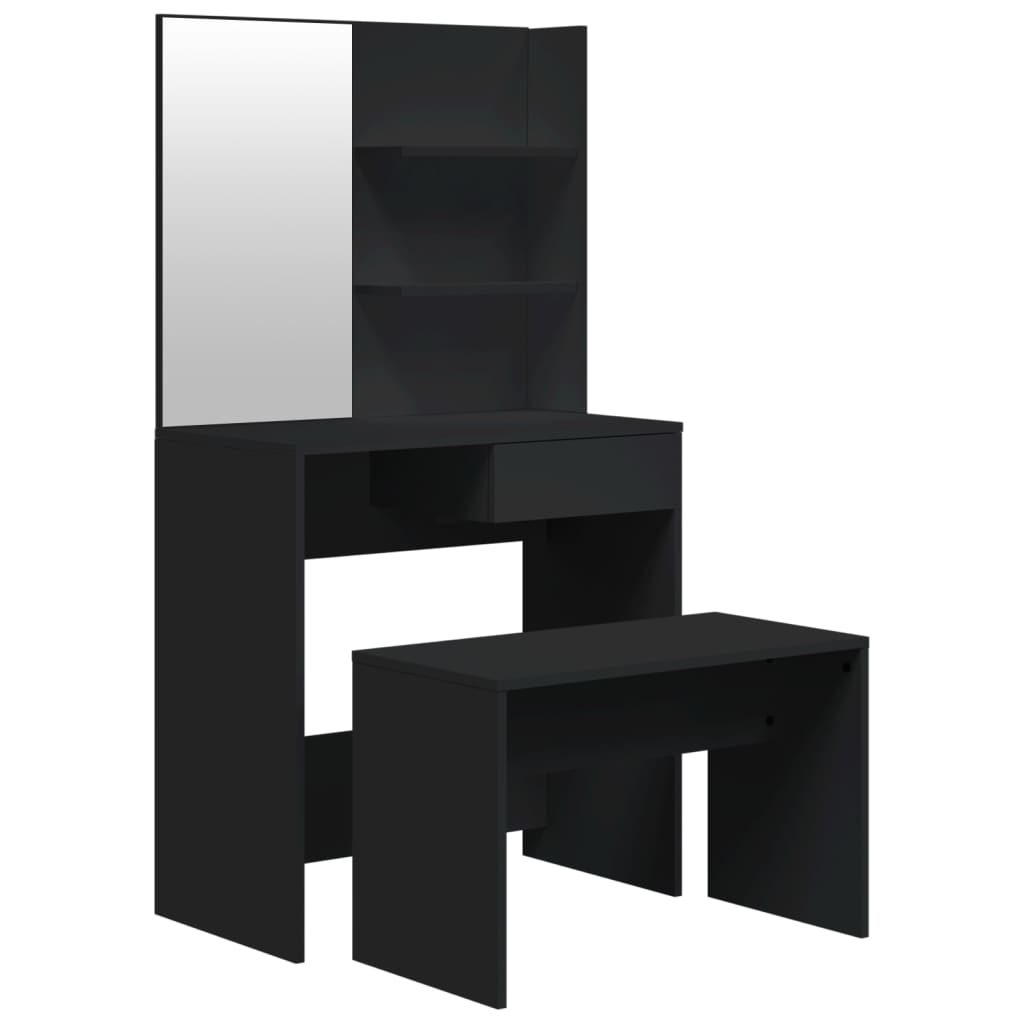 Set toaletnog stolića crni 74,5 x 40 x 141 cm