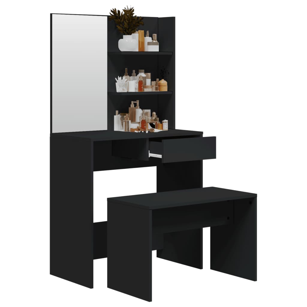 Set toaletnog stolića crni 74,5 x 40 x 141 cm