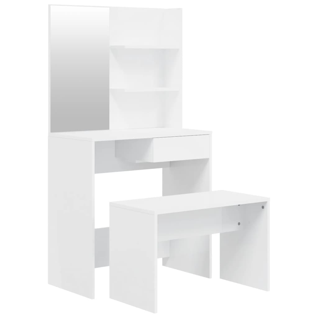Set toaletni stolić svjetlima sjajni bijeli 74,5x40x141 cm