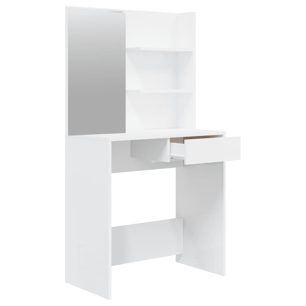 Set toaletni stolić svjetlima sjajni bijeli 74,5x40x141 cm