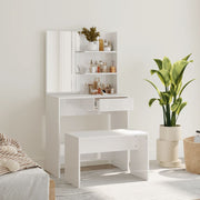 Set toaletni stolić svjetlima sjajni bijeli 74,5x40x141 cm