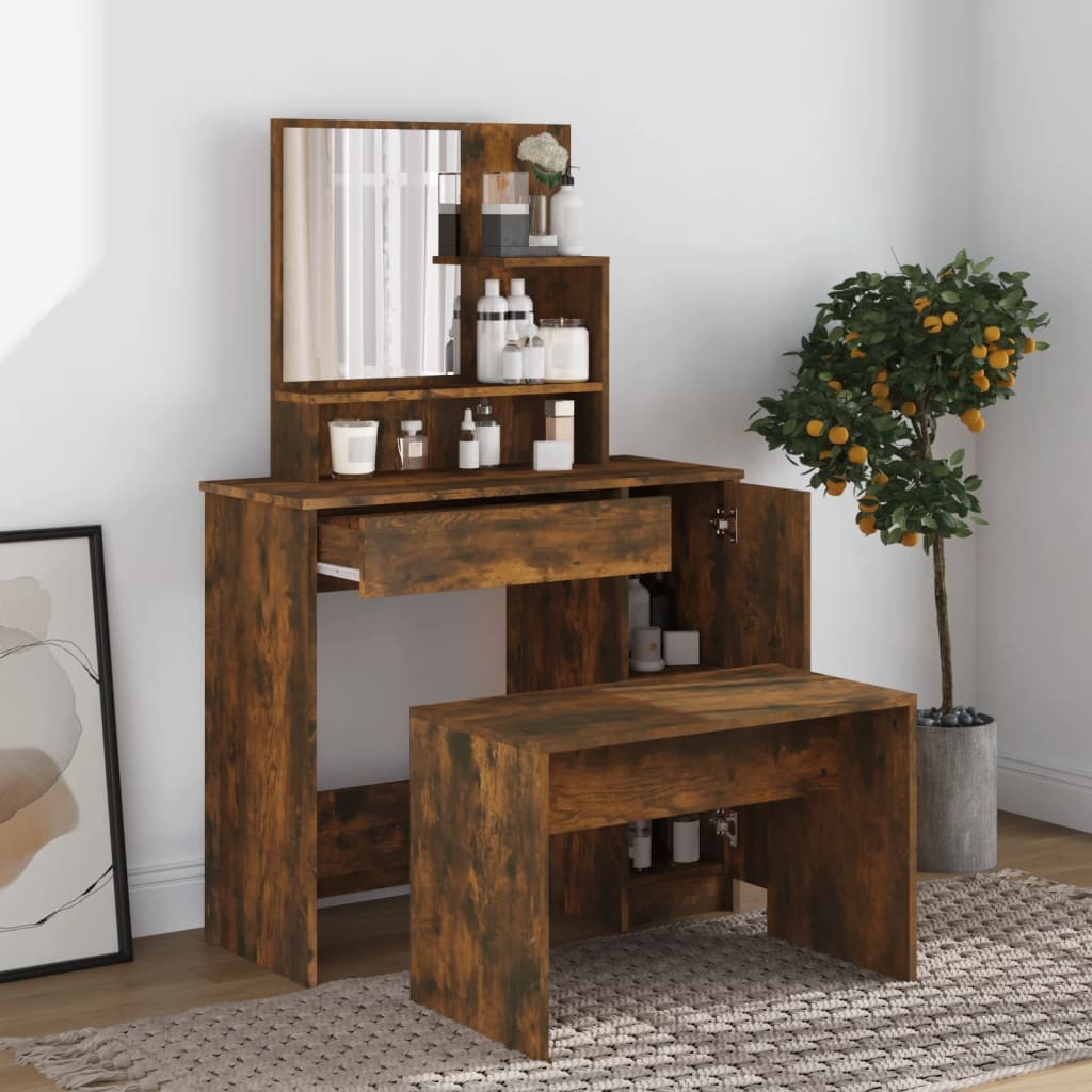 Set toaletni stolić boja dimljenog hrasta 86,5x35x136 cm
