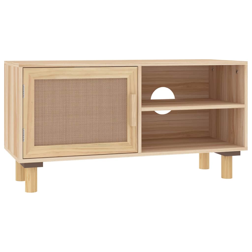 TV ormarić smeđi 80 x 30 x 40 cm od borovine i prirodnog ratana