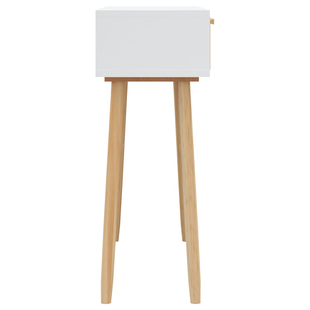 Konzolni stol bijeli 80x30x75 cm od borovine i prirodnog ratana