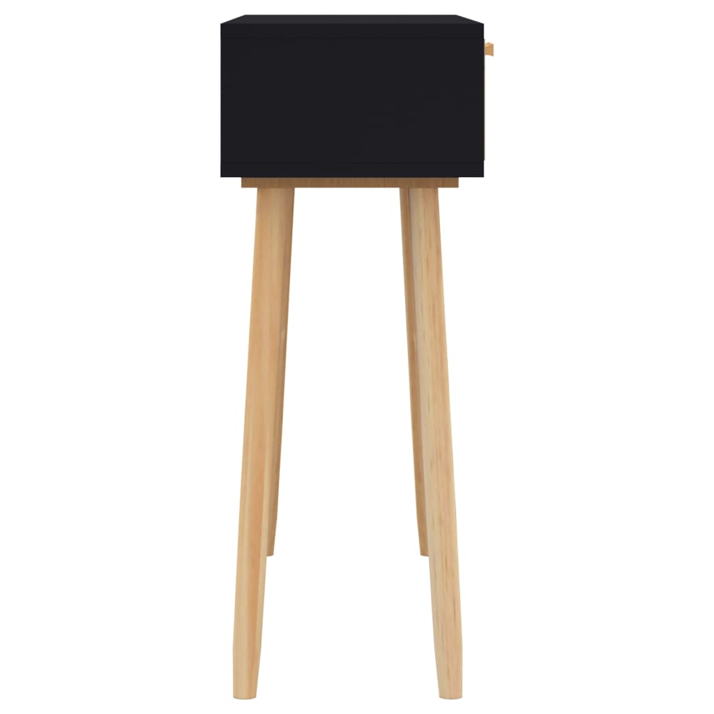 Konzolni stol crni 80x30x75 cm od borovine i prirodnog ratana
