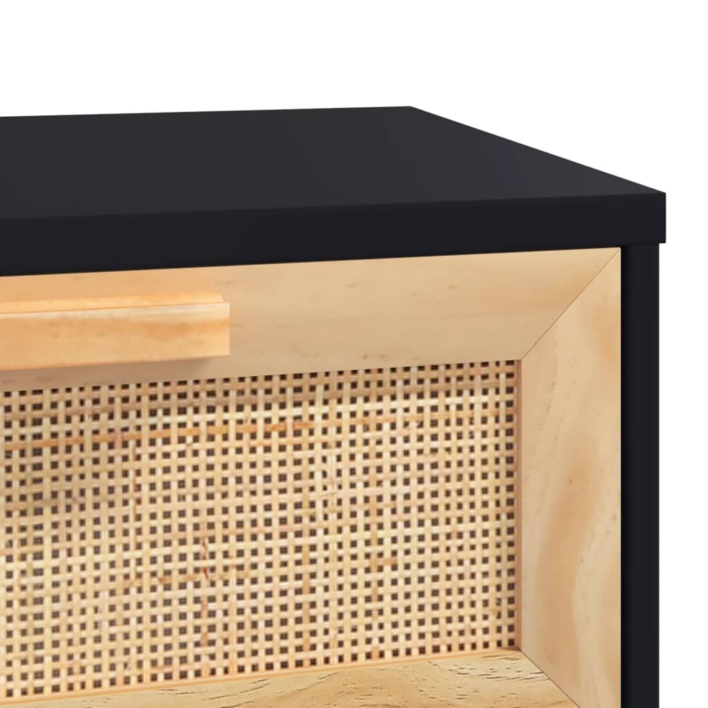 Konzolni stol crni 80x30x75 cm od borovine i prirodnog ratana