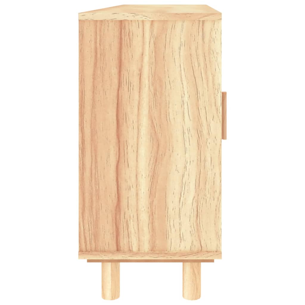 Komoda smeđa 105x30x60 cm masivna borovina i prirodni ratan