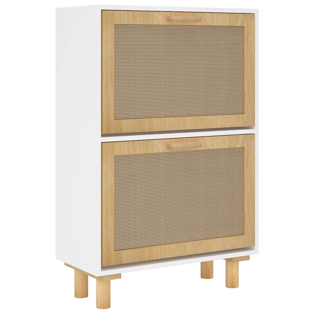 Ormarić za cipele bijeli 52 x 25 x 80 cm drvo i prirodni ratan