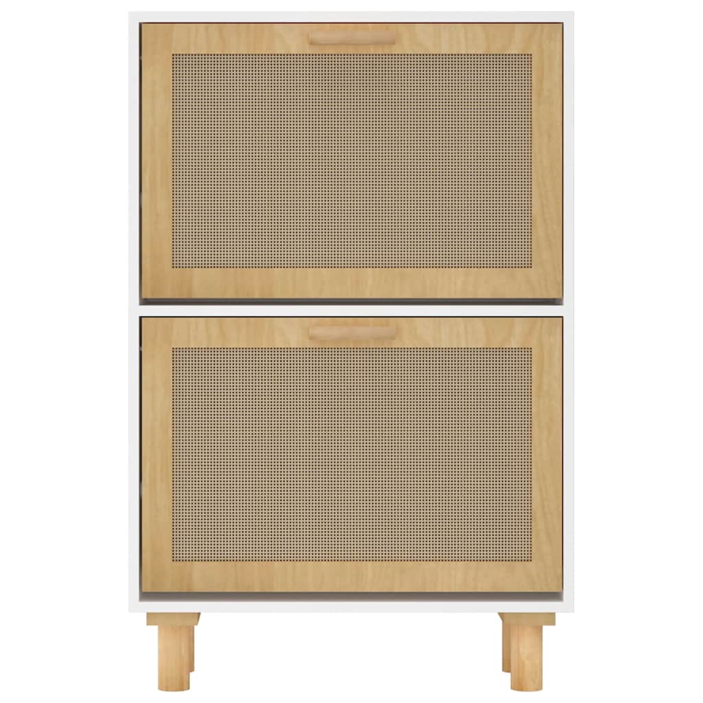 Ormarić za cipele bijeli 52 x 25 x 80 cm drvo i prirodni ratan
