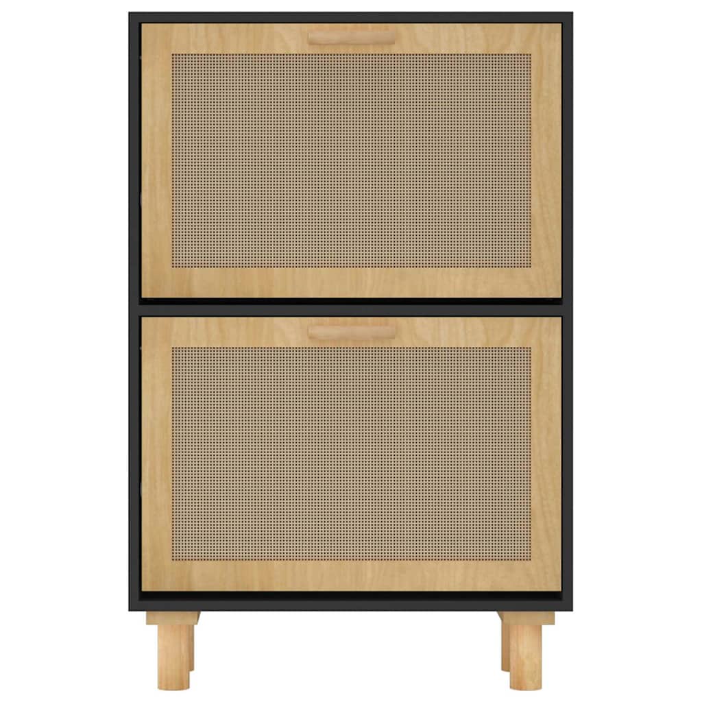 Ormarić za cipele crni 52 x 25 x 80 cm drvo i prirodni ratan