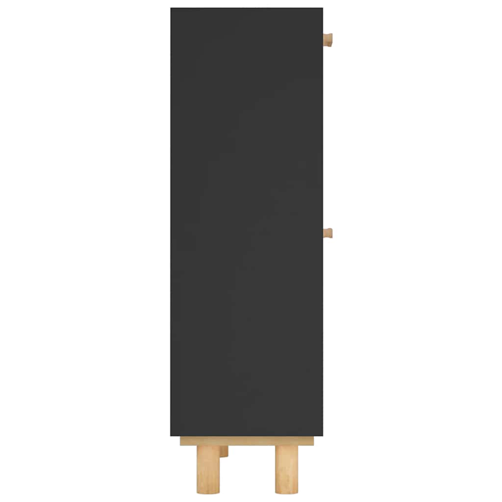 Ormarić za cipele crni 52 x 25 x 80 cm drvo i prirodni ratan