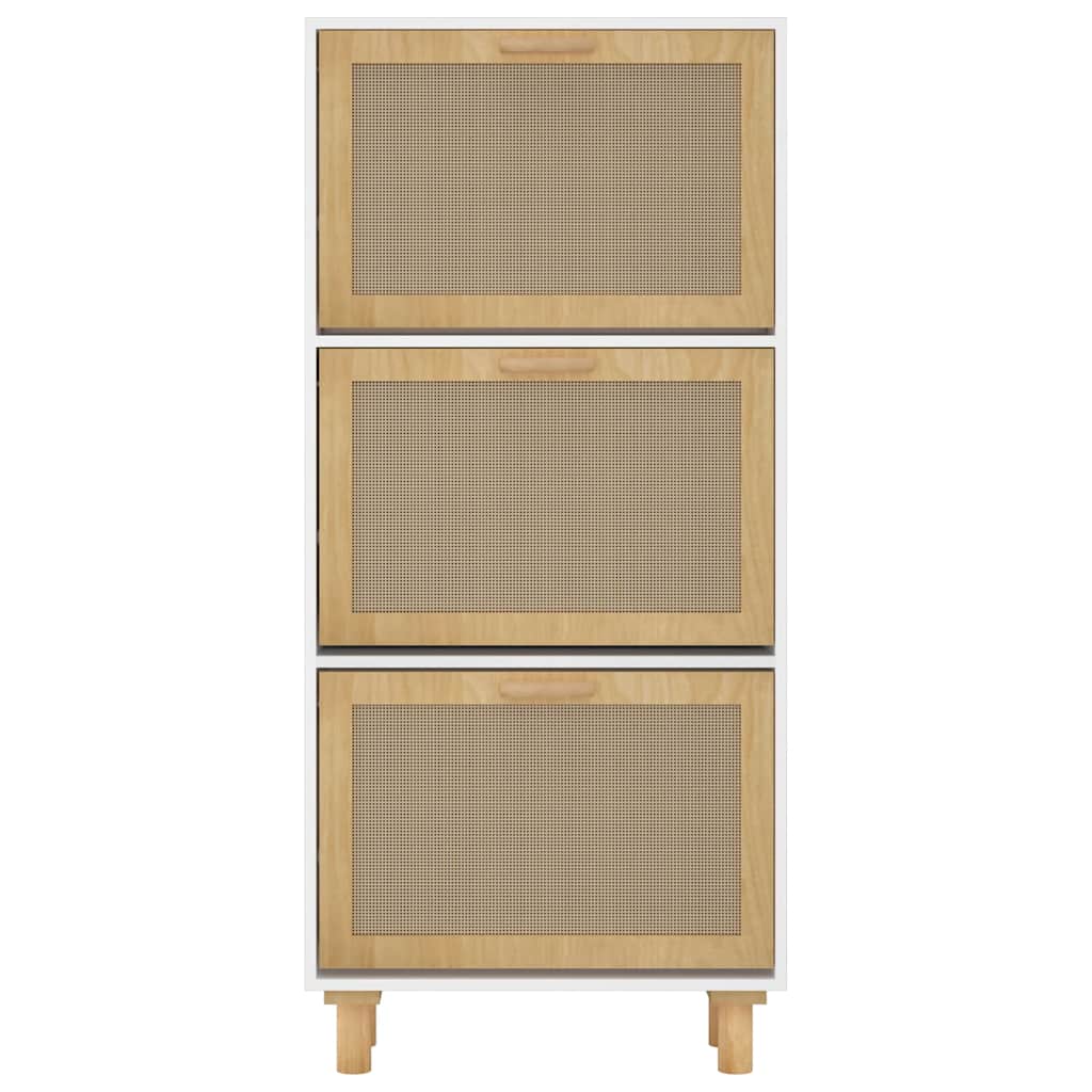 Ormarić za cipele bijeli 52 x 25 x 115 cm drvo i prirodni ratan