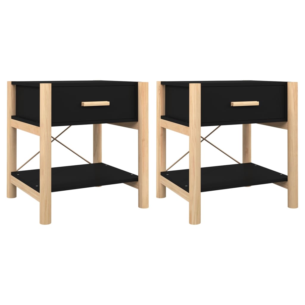 Noćni ormarići 2 kom crni 42 x 38 x 45 cm od konstruiranog drva