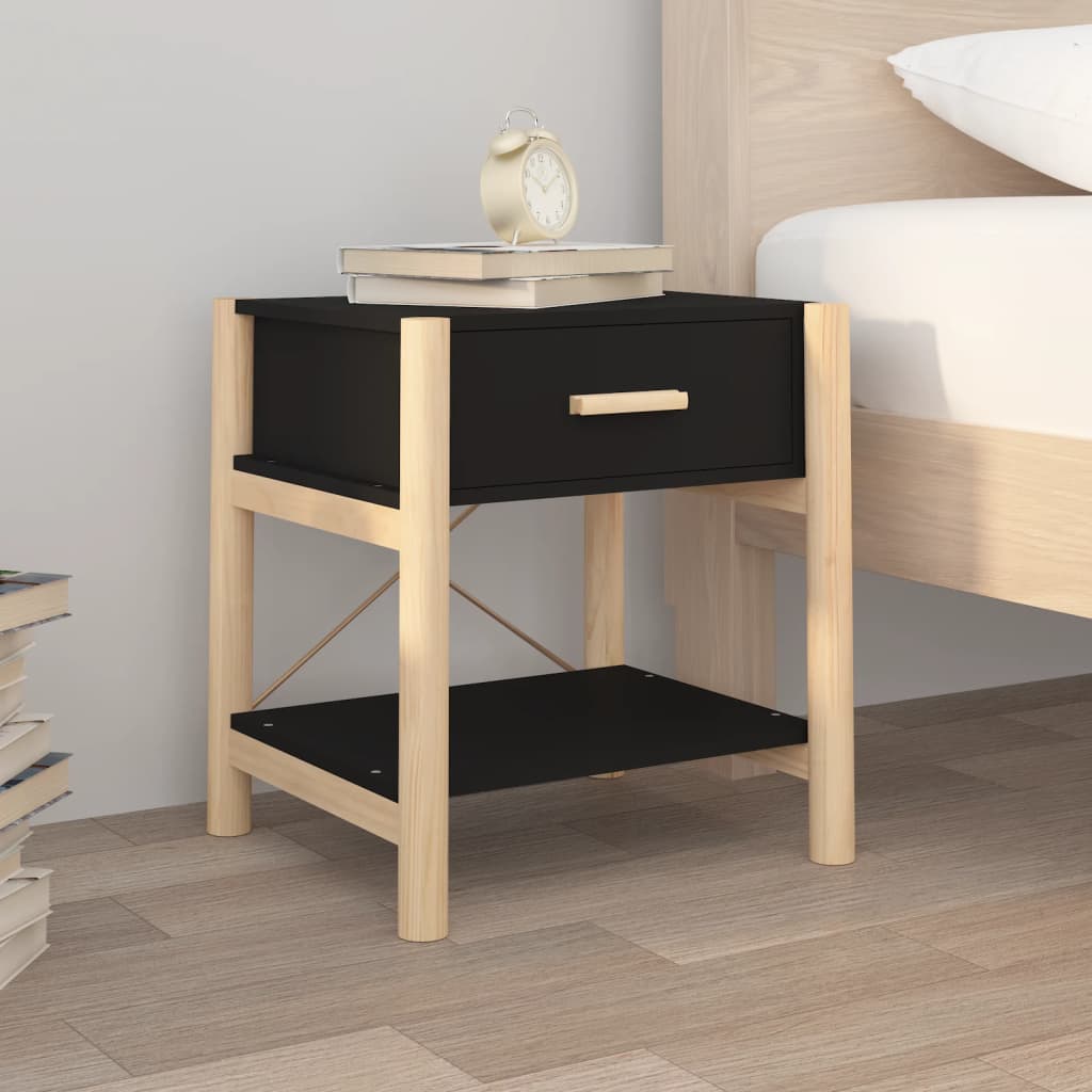 Noćni ormarići 2 kom crni 42 x 38 x 45 cm od konstruiranog drva