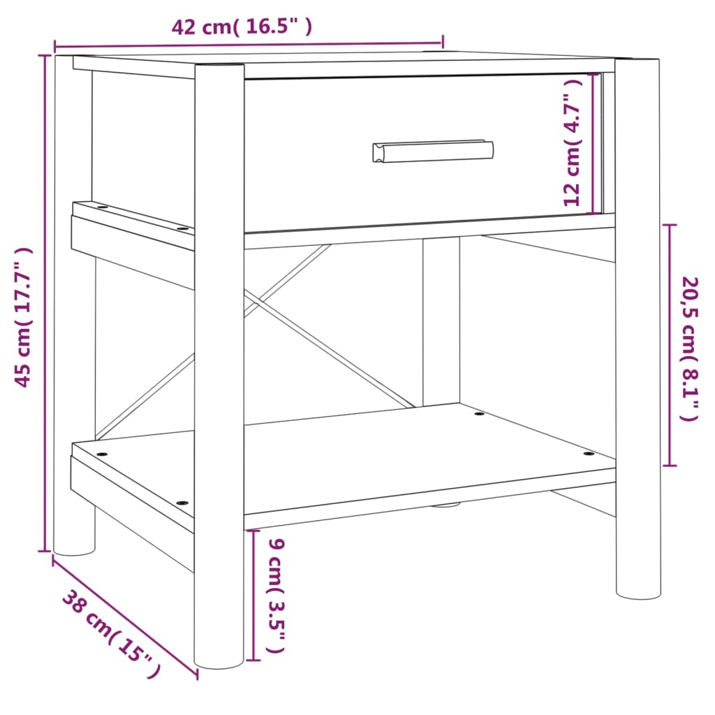 Noćni ormarići 2 kom crni 42 x 38 x 45 cm od konstruiranog drva