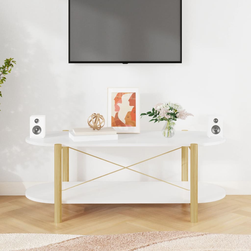 Stolić za kavu bijeli 110 x 48 x 40 cm od konstruiranog drva