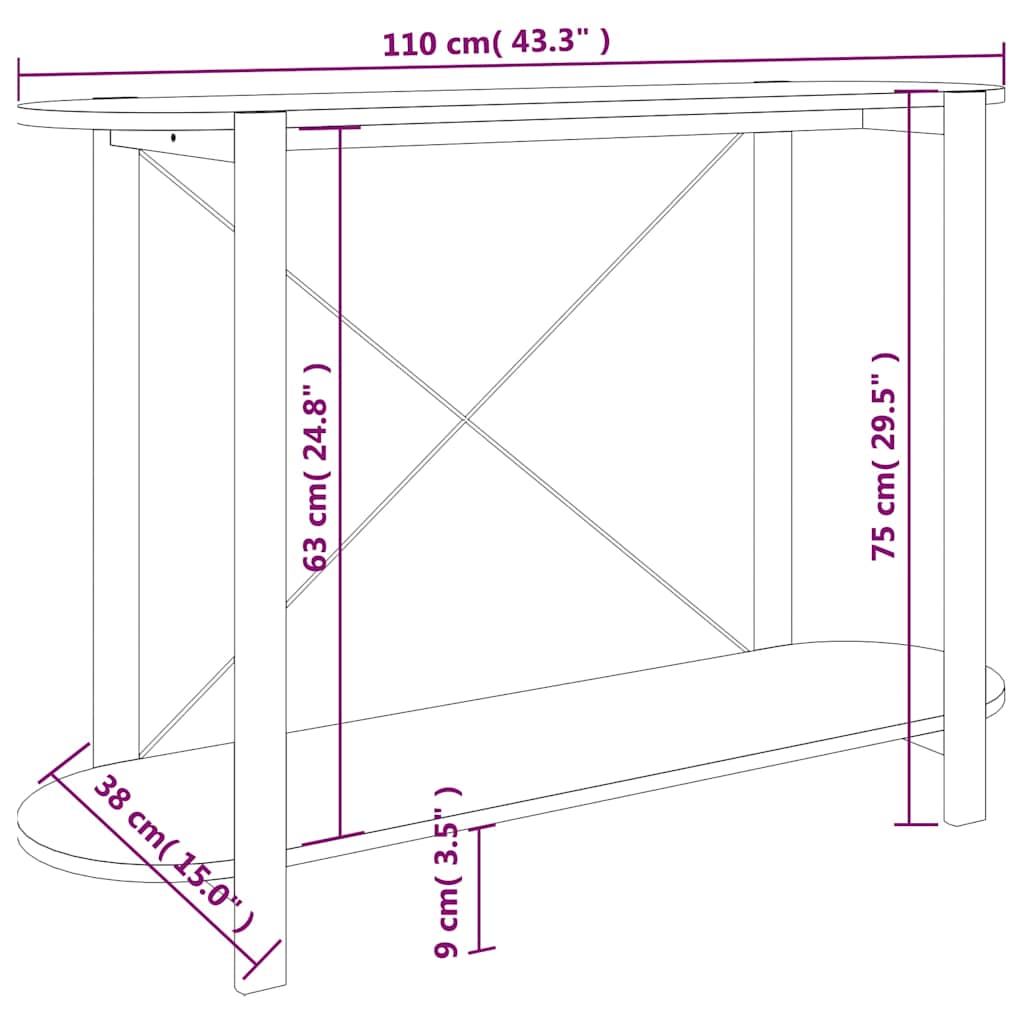 Konzolni stol crni 110 x 38 x 75 cm od konstruiranog drva