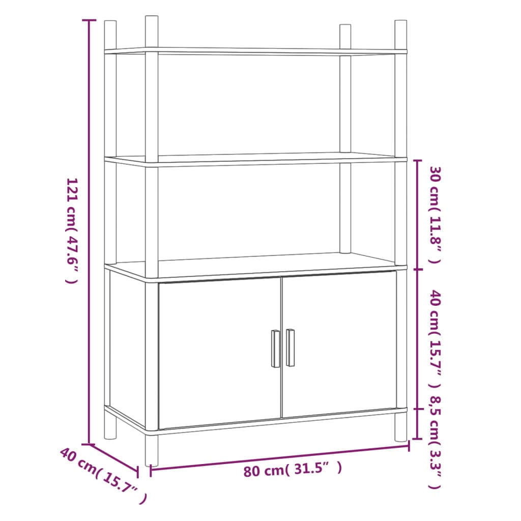 Visoka komoda crna 80 x 40 x 121 cm od konstruiranog drva
