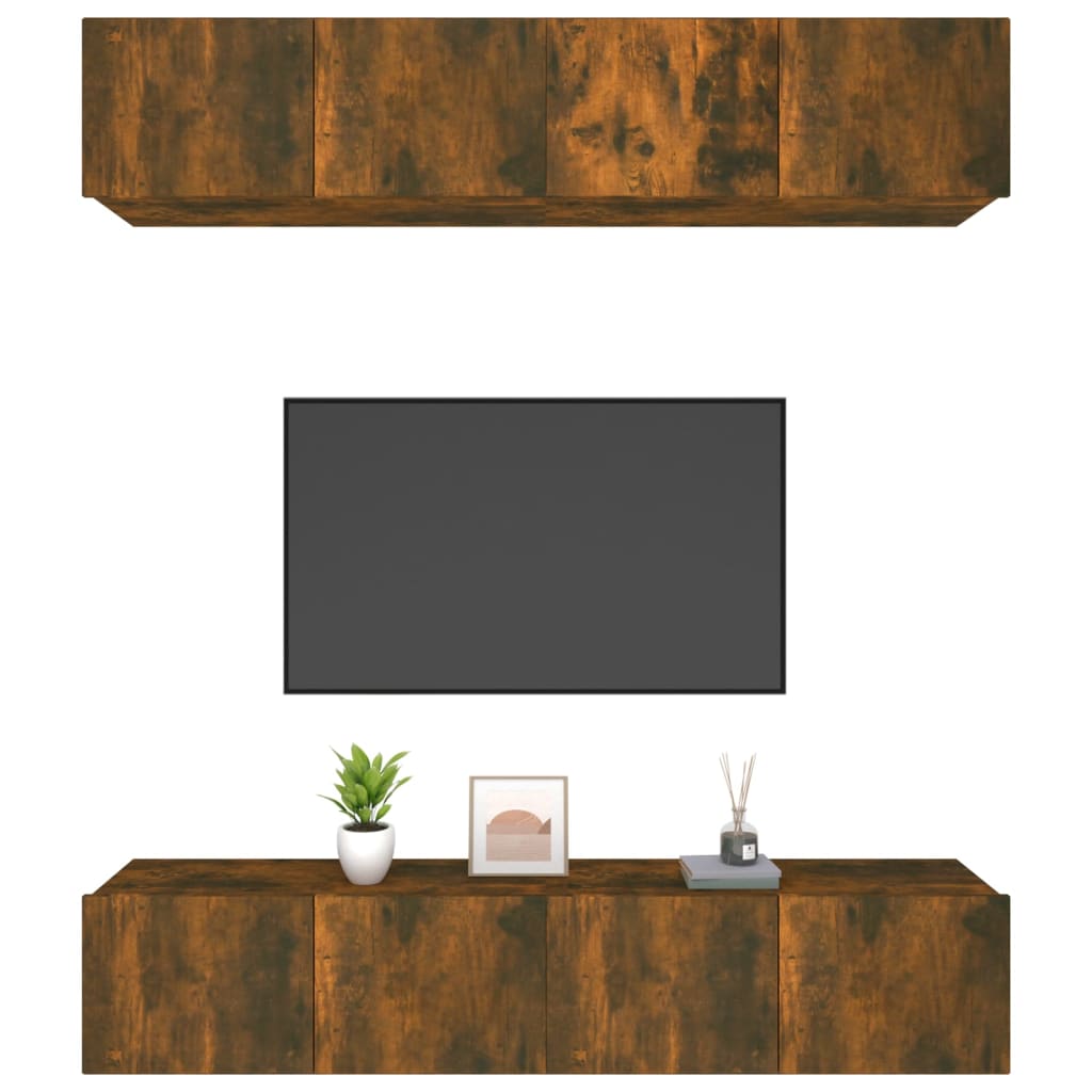 TV ormarići 4 kom boja dimljenog hrasta 80 x 30 x 30 cm drveni