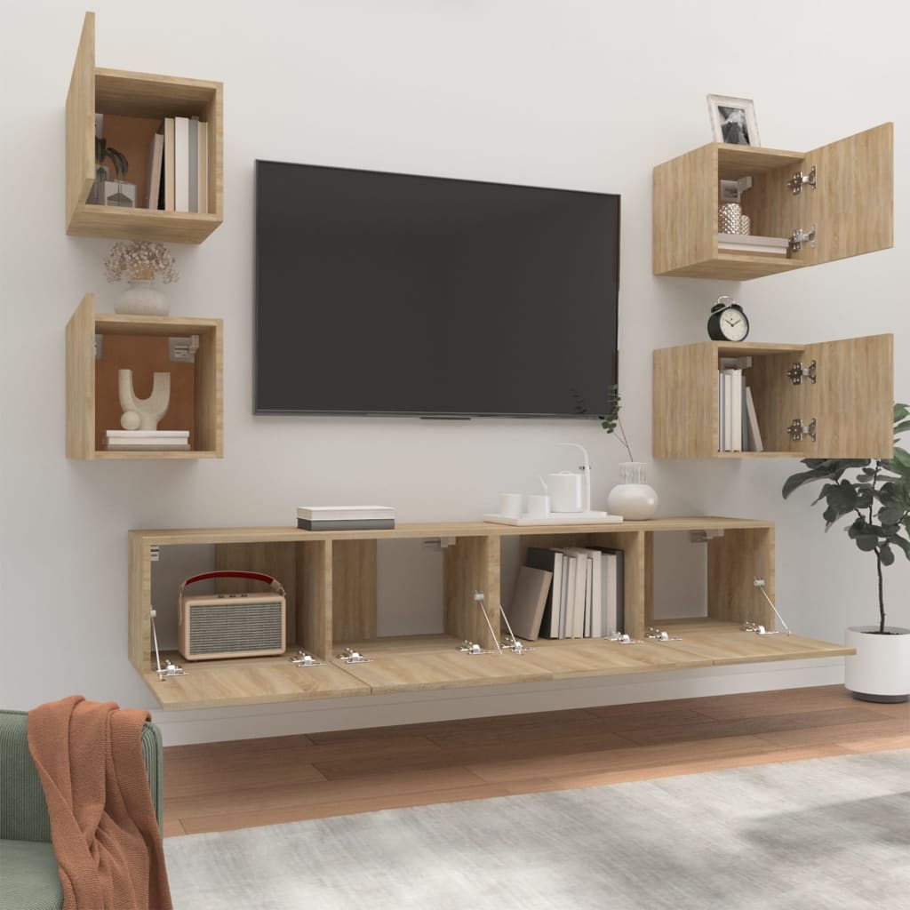 6-dijelni set TV ormarića boja hrasta sonome konstruirano drvo