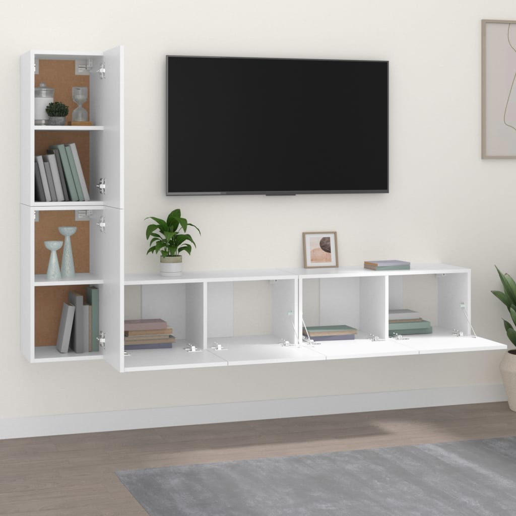 4-dijelni set TV ormarića bijeli od konstruiranog drva