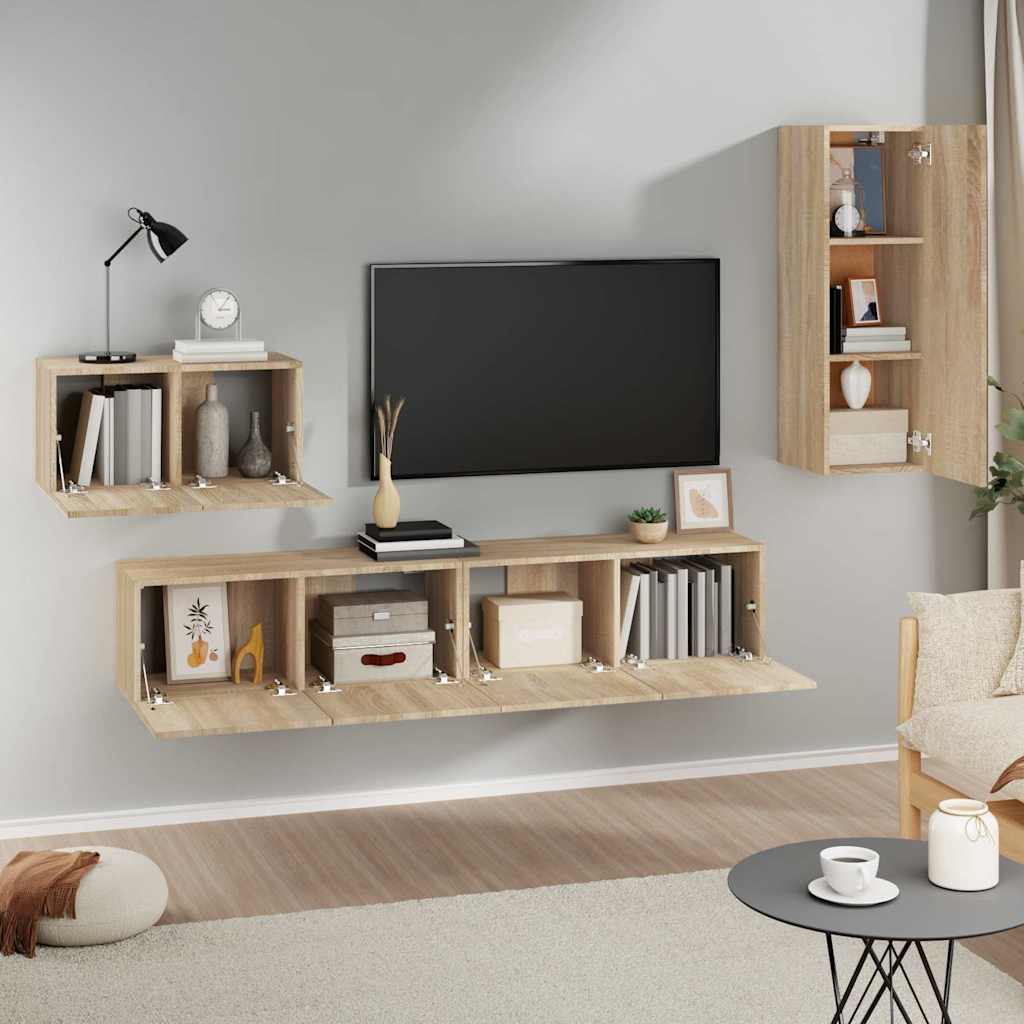 4-dijelni set TV ormarića boja hrasta sonome konstruirano drvo