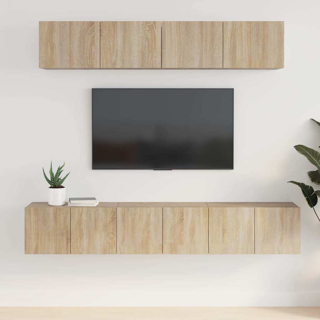 5-dijelni set TV ormarića sivog sonome konstruirano drvo