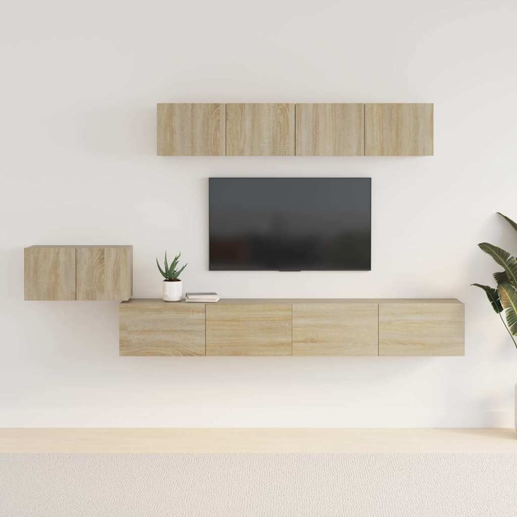 5-dijelni set TV ormarića sivog sonome konstruirano drvo