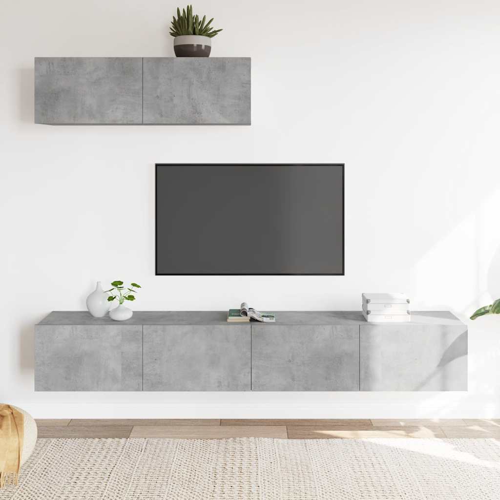 3-dijelni set TV ormarića siva betona konstruirano drvo