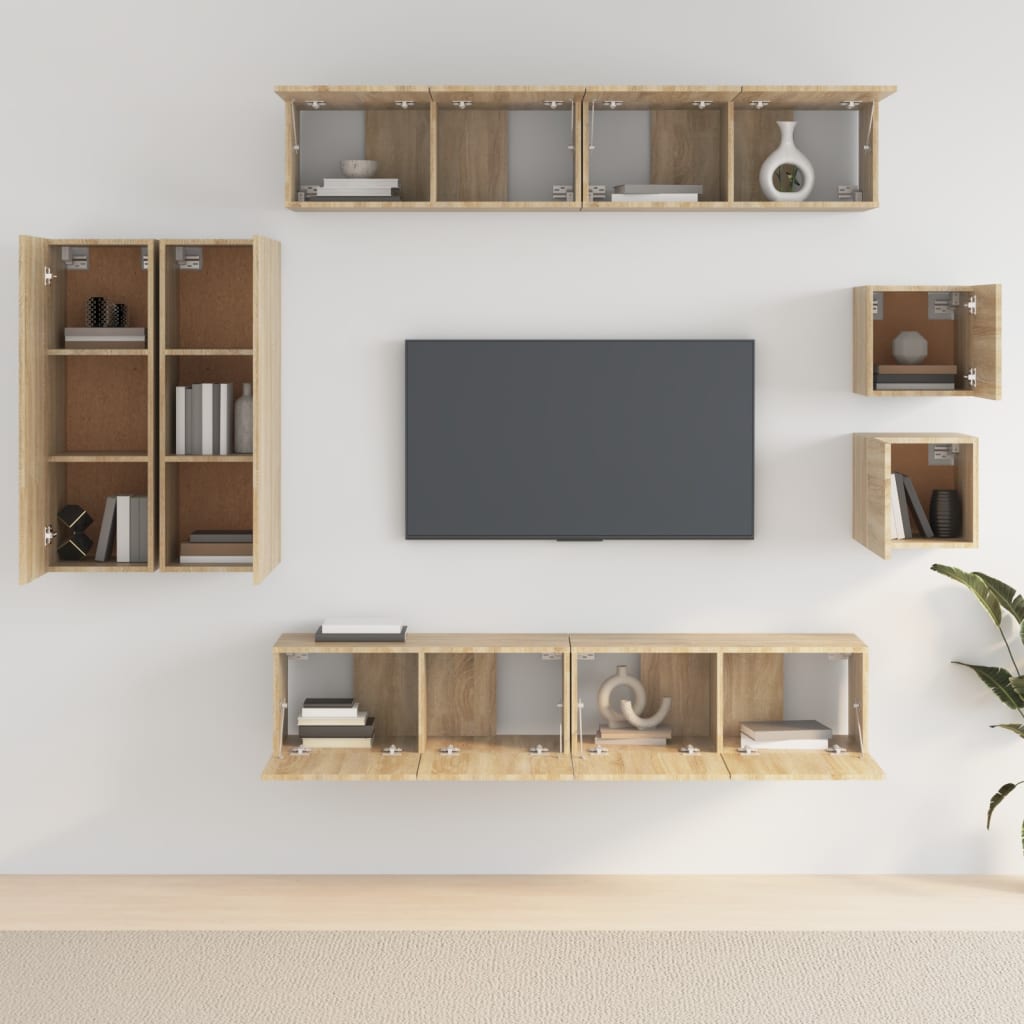 8-dijelni set TV ormarića boja hrasta sonome konstruirano drvo