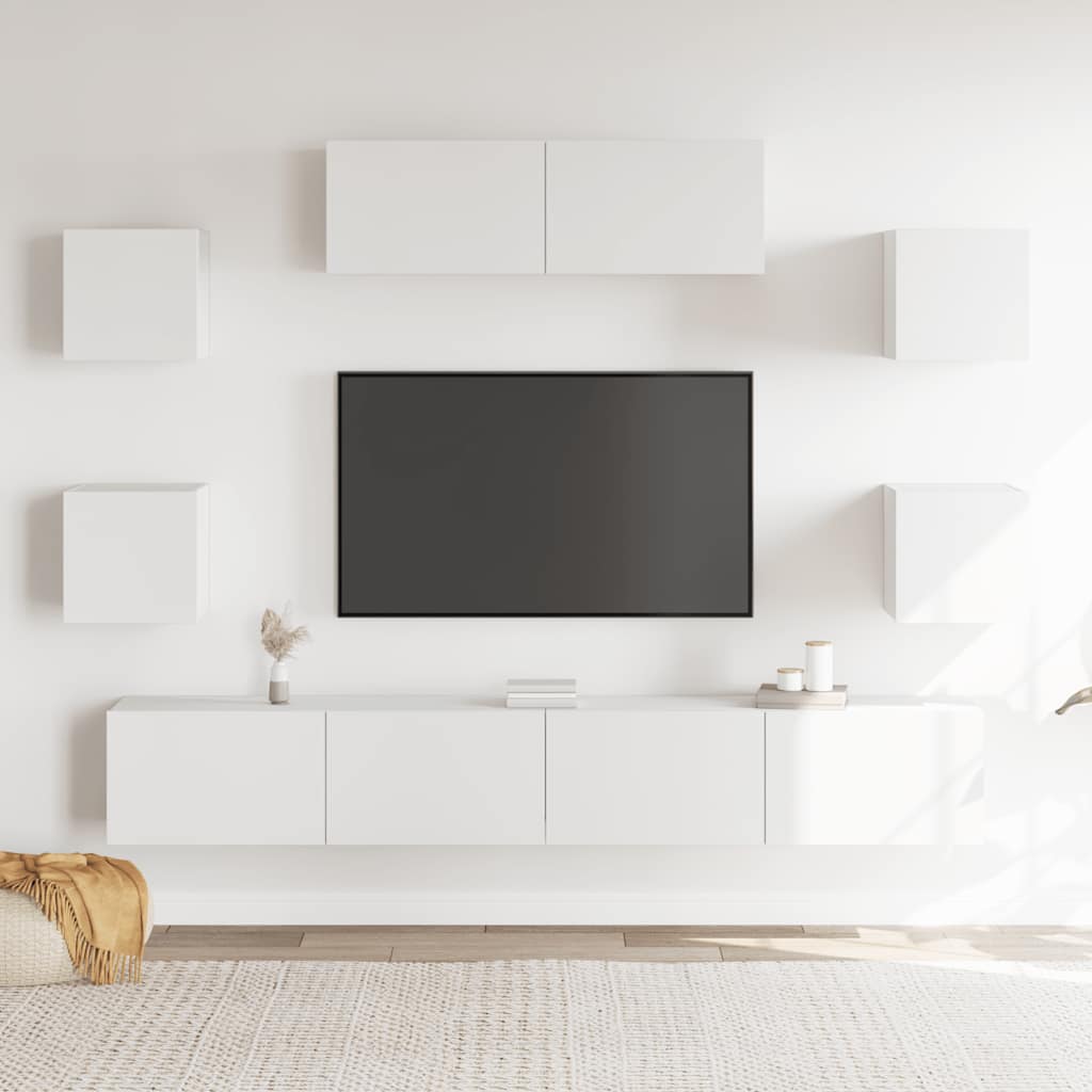 7-dijelni set TV ormarića bijeli od konstruiranog drva