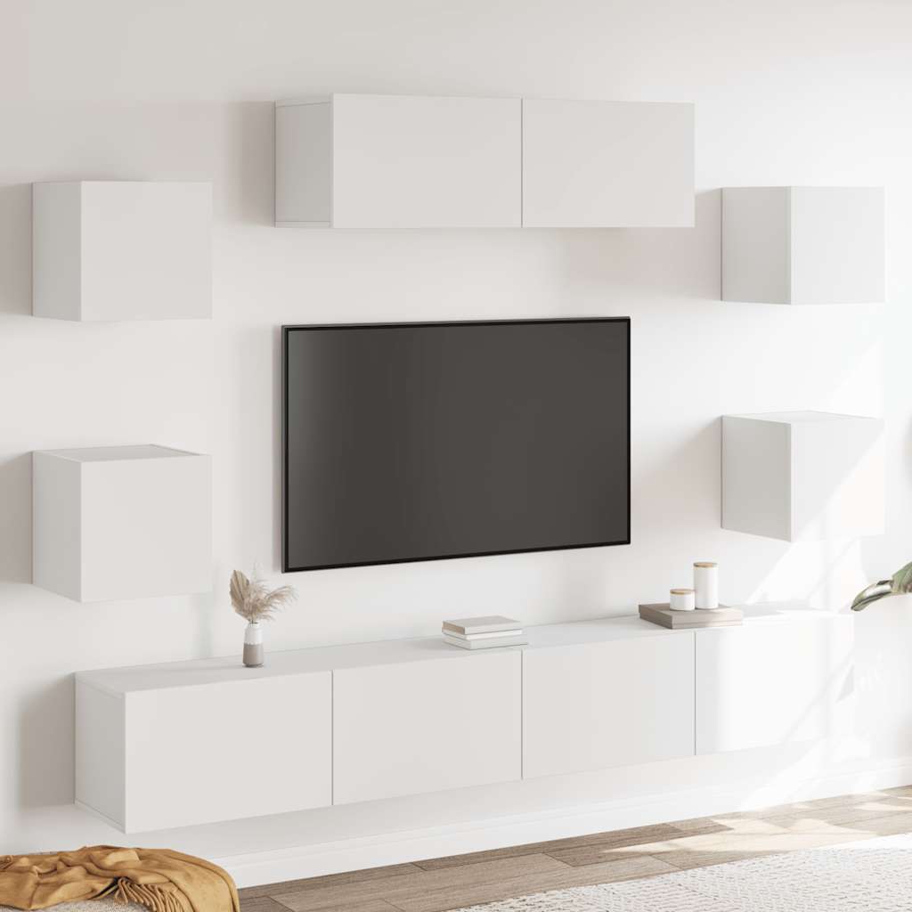 7-dijelni set TV ormarića bijeli od konstruiranog drva