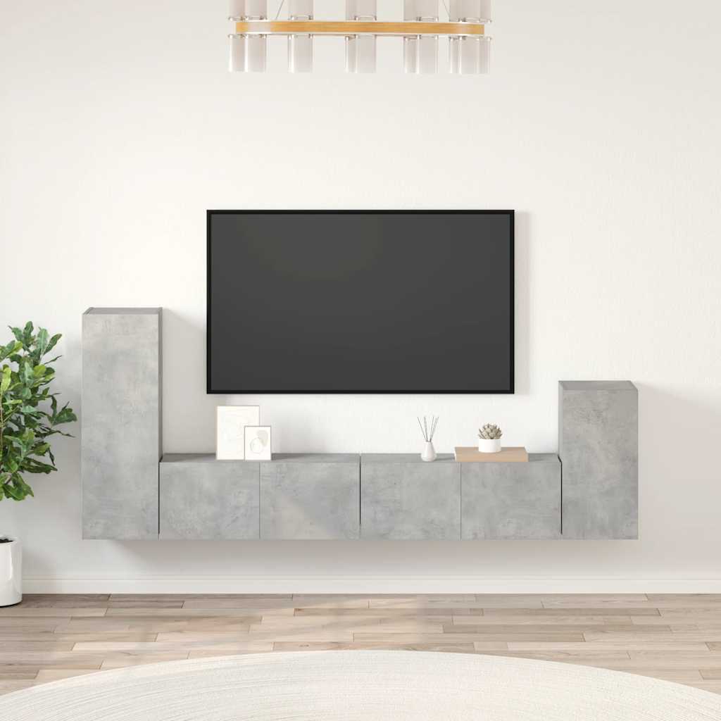 4-dijelni set TV ormarića siva boja betona drveni