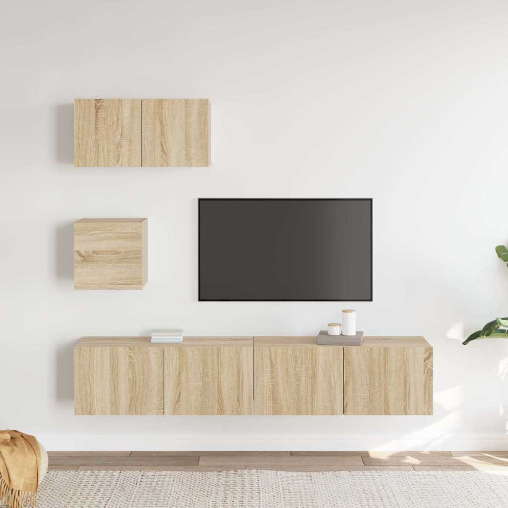 4-dijelni set TV ormarića boja hrasta sonome konstruirano drvo