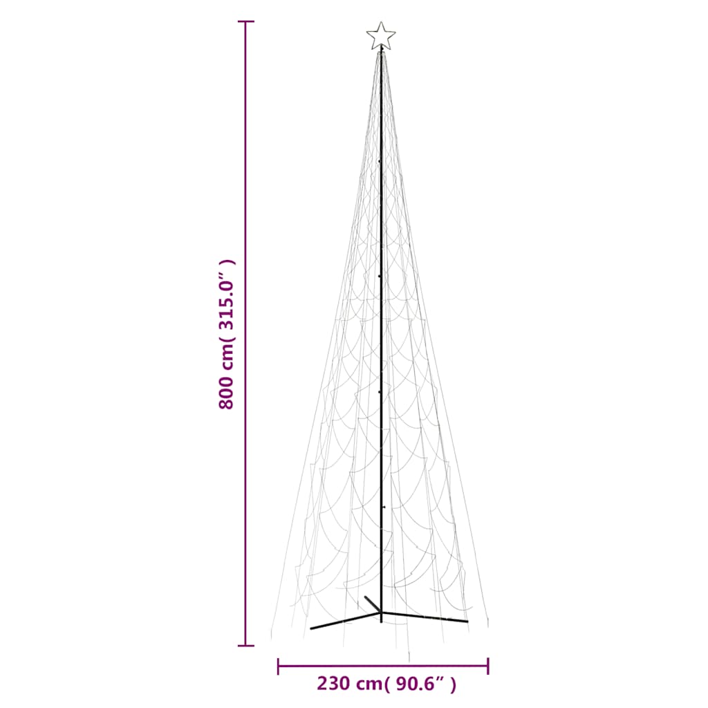 Božićno drvce u češeru toplo bijelo 3000 LED dioda 230x800 cm