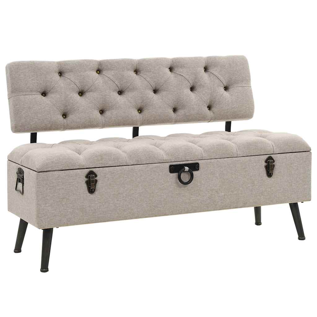 Klupa za pohranu s naslonom 110 cm Krem Tkanina