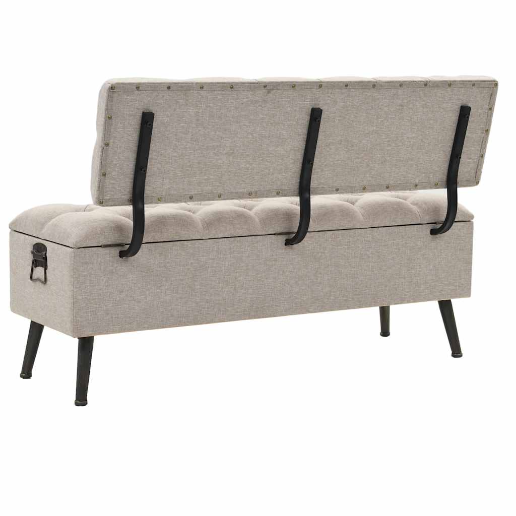 Klupa za pohranu s naslonom 110 cm Krem Tkanina