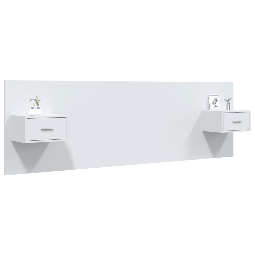 Uzglavlje za krevet s ormarićima bijelo od konstruiranog drva