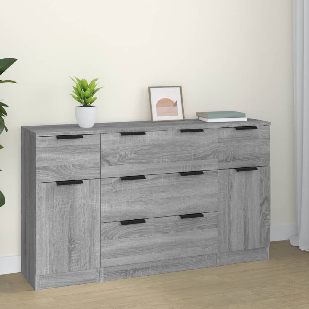 3-dijelna komoda boja sivog hrasta sonome od konstruiranog drva