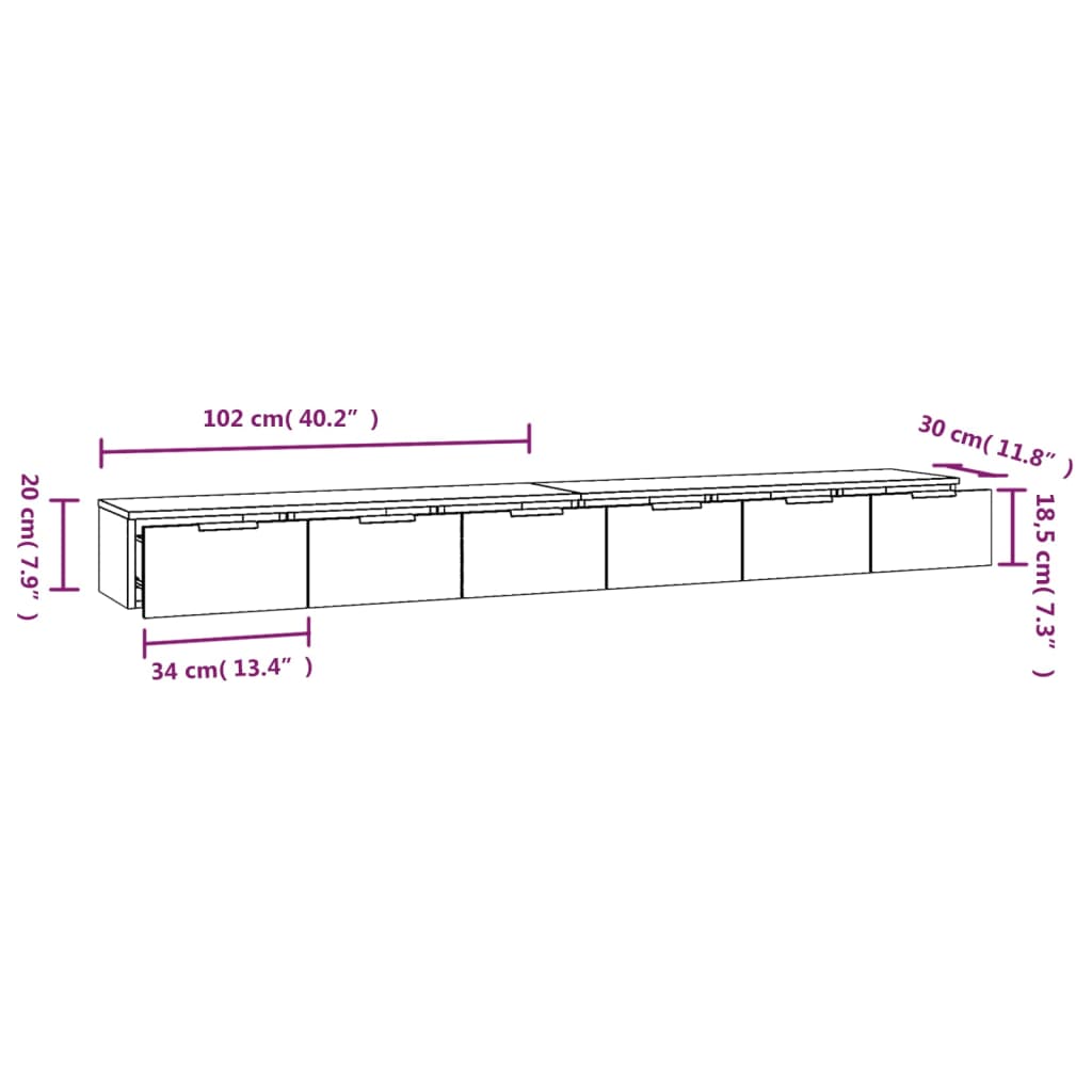 Zidni ormarići 2 kom bijeli 102 x 30 x 20 cm konstruirano drvo