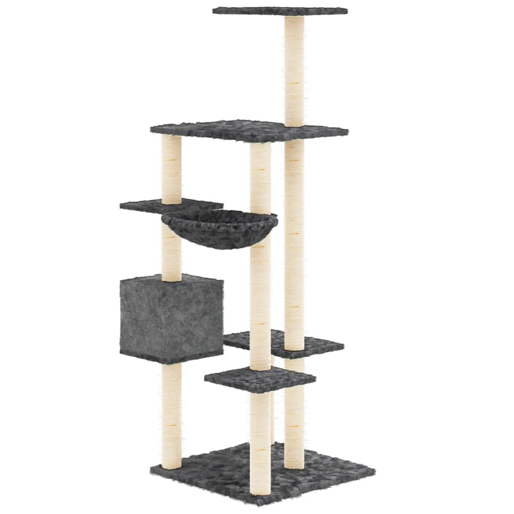 Penjalica za mačke sa stupovima za grebanje tamnosiva 142 cm