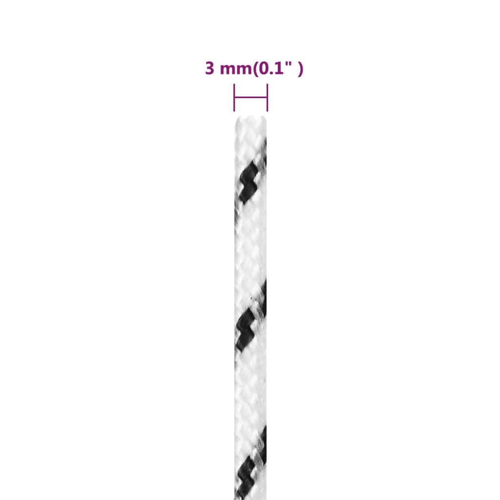 Pleteni brodski konop bijeli 3 mm x 100 m poliesterski