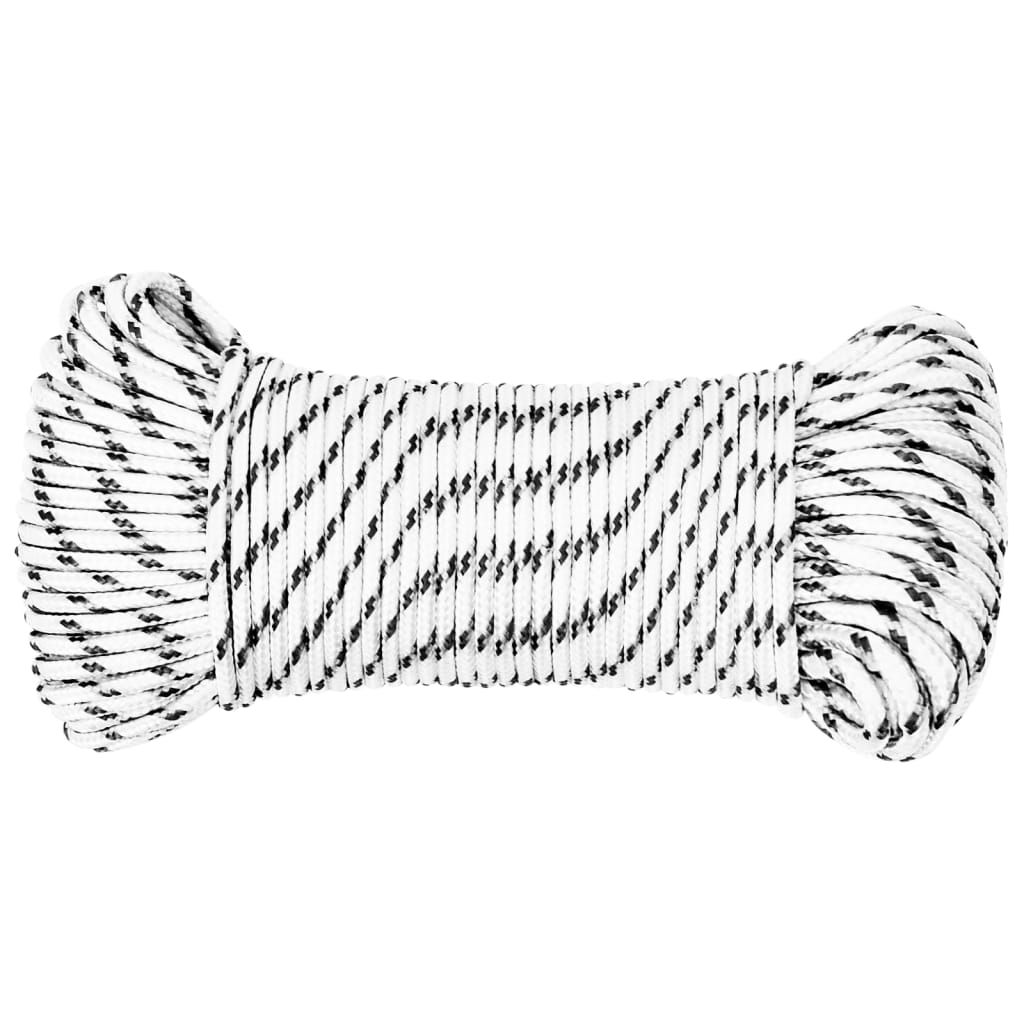 Pleteni brodski konop bijeli 4 mm x 50 m poliesterski