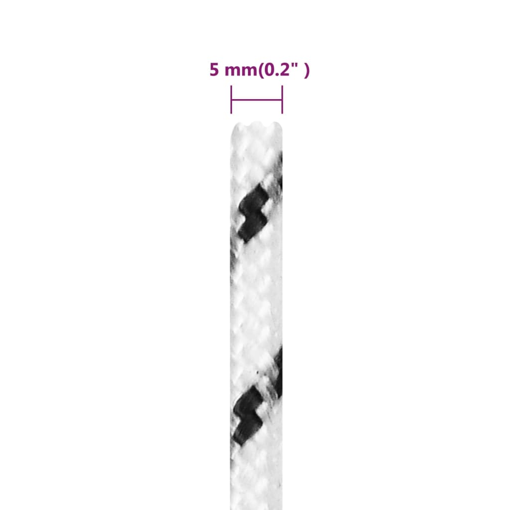 Pleteni brodski konop bijeli 5 mm x 50 m poliesterski