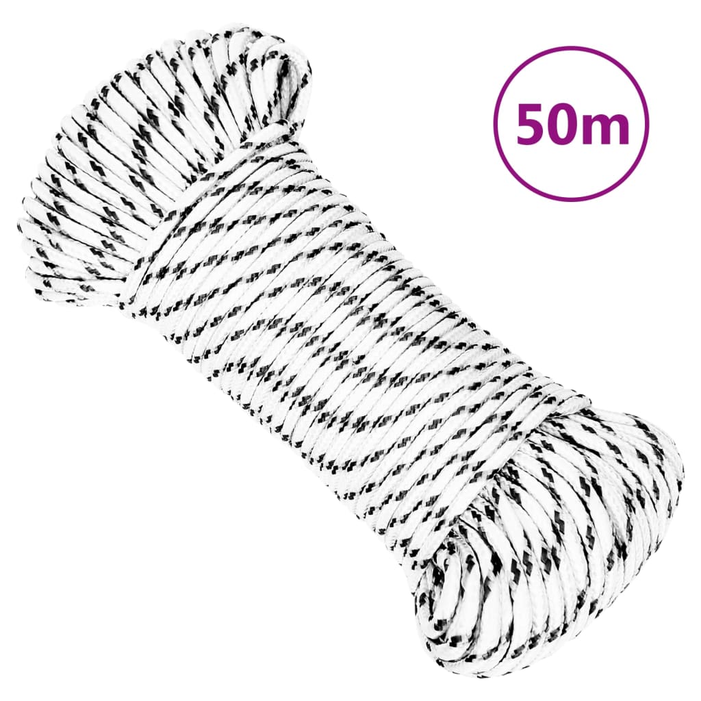 Pleteni brodski konop bijeli 5 mm x 50 m poliesterski