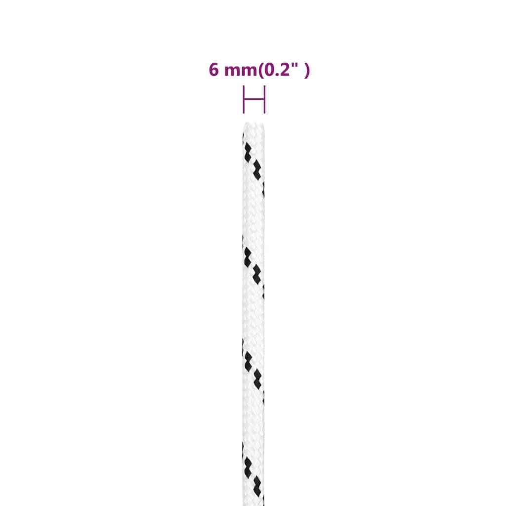 Pleteni brodski konop bijeli 6 mm x 25 m poliesterski